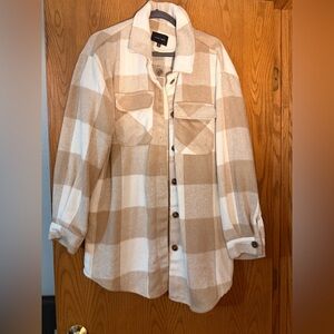 Love Tree Beige and White Plaid Shacket